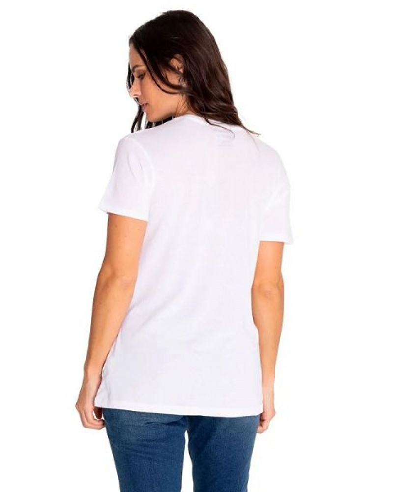 Women's Caterpillar Short Sleeve W Historic Tradition Graphic Tee T-Shirt White | 563048-OAC