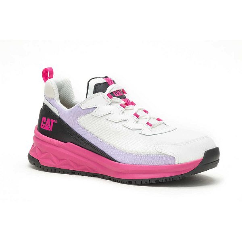 Women's Caterpillar Streamline Runner Carbon Composite Toe Work Shoes White / Black | 451326-PWG