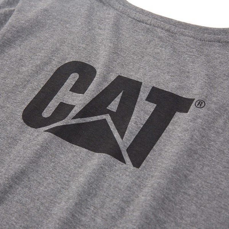 Women's Caterpillar Trademark Tee T-Shirt Grey | 217543-SJT