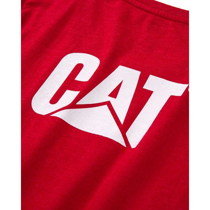 Women's Caterpillar Trademark Tee T-Shirt Red | 584610-HTA